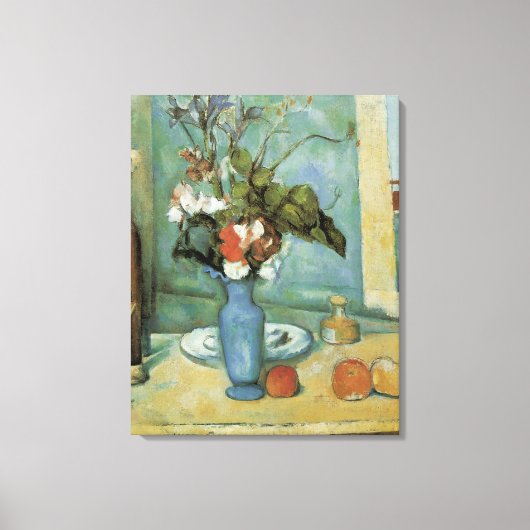 De blauwe vaas (bloemen en vruchten) van Paul Ceza Canvas Afdruk (Voorkant)