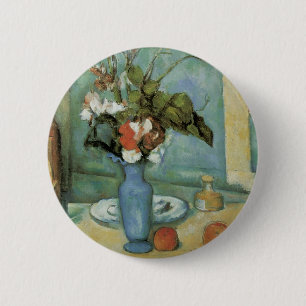 De blauwe vaas (bloemen en vruchten) van Paul Ceza Ronde Button 5,7 Cm