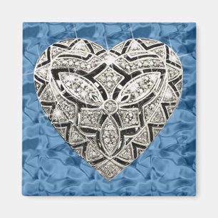 De blauwe Vierkante Elegante Magneet van het Hart