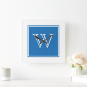 De blauwe Vierkante Klok van het Monogram (Huis)