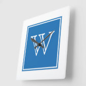 De blauwe Vierkante Klok van het Monogram (Hoek)