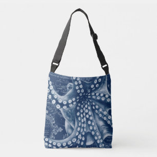 De blauwe Vintage Elegante Kaart van de Octopus Crossbody Tas