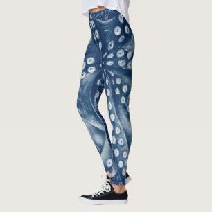 De blauwe Vintage Elegante Kaart van de Octopus Leggings