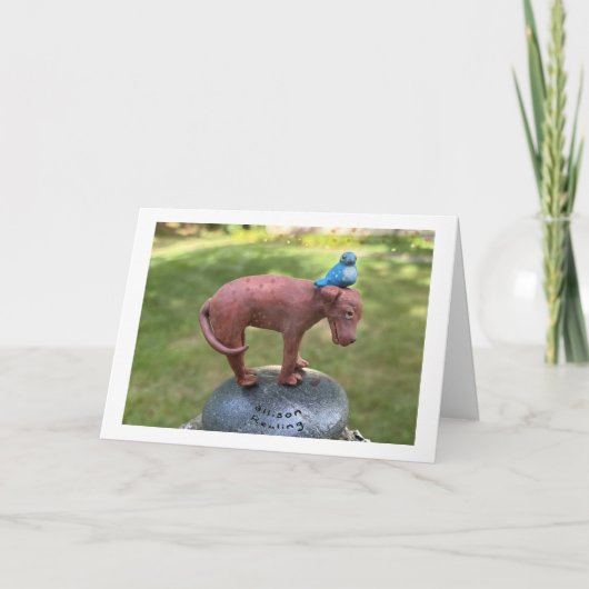 De blauwe vogel van geluk kaart (Voorkant)