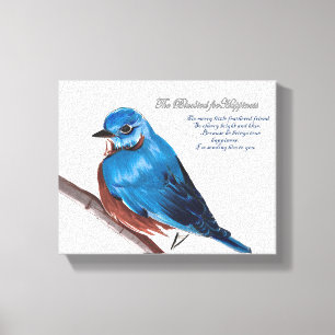 De blauwe vogel voor geluk canvas afdruk