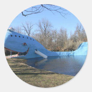 De blauwe walvis van Catoosa Ronde Sticker