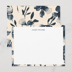 De Blauwe Waterverf Bloemen Typografie Border Notitiekaartje