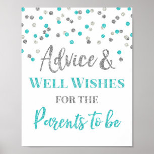 De blauwe Zilveren Raad van Confettien voor Ouders Poster