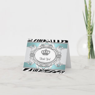De blauwgroen Blauwe Gestreepte Prinses dankt u Bedankkaart