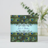 De blauwgroen Blauwe Uitnodiging van het Huwelijk (Staand voorkant)