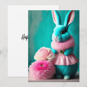 De Blauwgroen Bunny Portret Pasen Kaart (Voorkant / Achterkant)