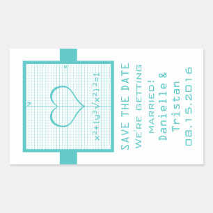 De blauwgroen Grafiek van de Wiskunde van het Hart Rechthoekige Sticker