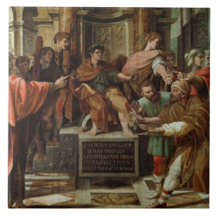 De Blinding van Elymas (cartoon voor de Sistine Ch Tegeltje