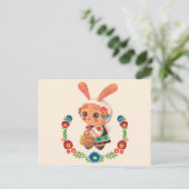 De bloeiende Poolse Bunny Briefkaart (Staand voorkant)