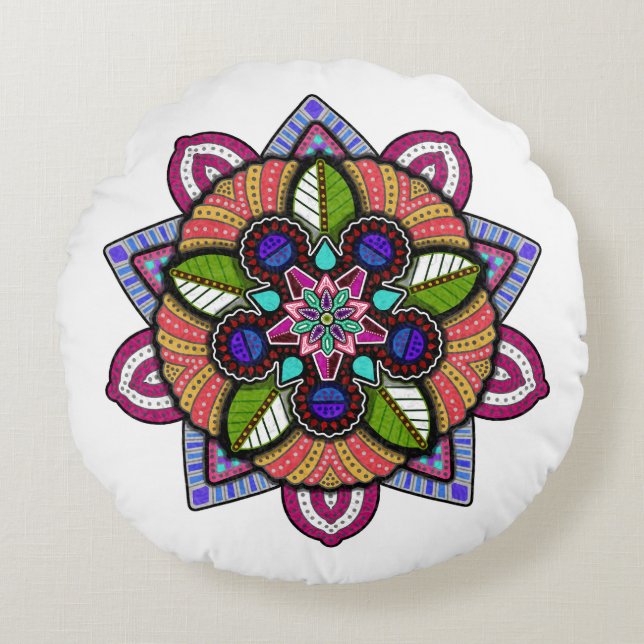 De bloeiende ronde 2023 rond kussen (Voorkant)