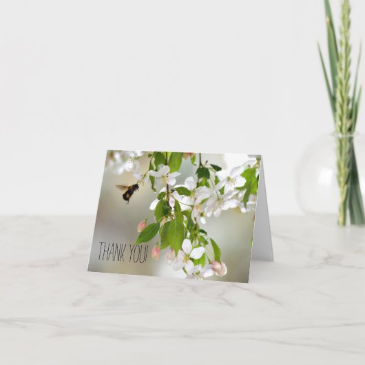 De Bloem van de Bloesem van Crabapple van de bij Bedankkaart (Voorkant)