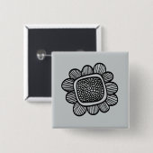 De bloem van de krabbel vierkante button 5,1 cm (Voorkant /achterkant)