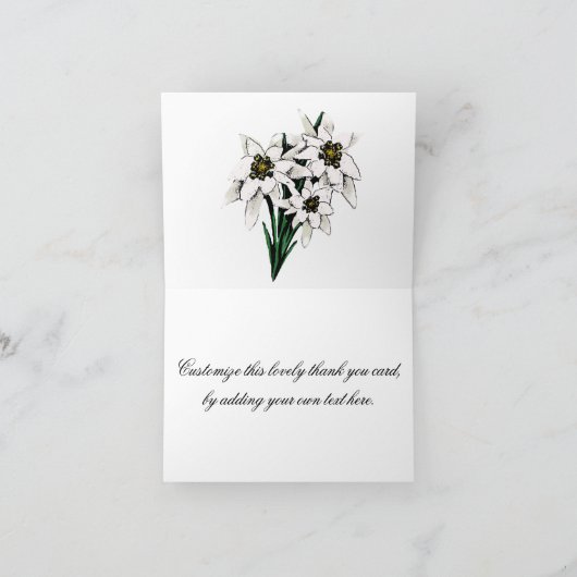De Bloem van het edelweiss dankt u kaardt Bedankkaart (Binnen)