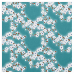 De bloemen Blauwe Witte Kers komt Patroon tot Stof