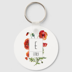 De bloemen Bloemen van de Papaver Keychain van het