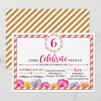 De bloemen Gestreepte Uitnodiging van de Partij