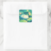 De bloemen van Axolotl Vierkante Sticker (Tas)