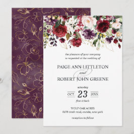 De Bloemen van de herfst in Rood, Paars en blozen Kaart