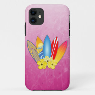 De Bloemen van de surfplank en van de Hibiscus iPhone 11 Hoesje