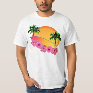 De Bloemen van de surfplank en van de Hibiscus T-shirt