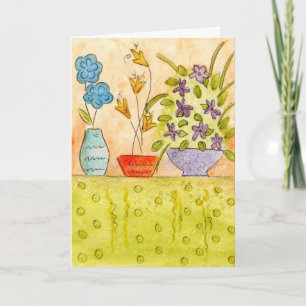 De Bloemen van de waterverf in vazen Kaart