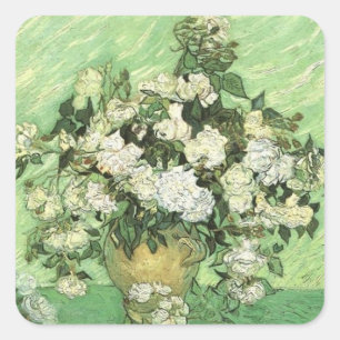 De bloemen van Van Gogh in de vaas Vierkante Sticker
