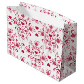 De bloemen wervelingen en hartenZak van de Gift Large Cadeauzakje (Achterkant Gekanteld)