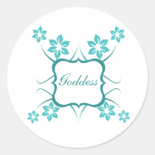 De BloemenStickers van de godin, Turkoois Ronde Sticker