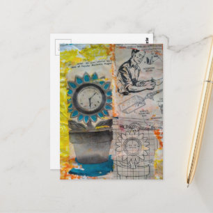 De Bloemklok Mixed Media Collage Briefkaart