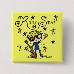 De blonde Ster van de Rots van de Jongen Vierkante Button 5,1 Cm