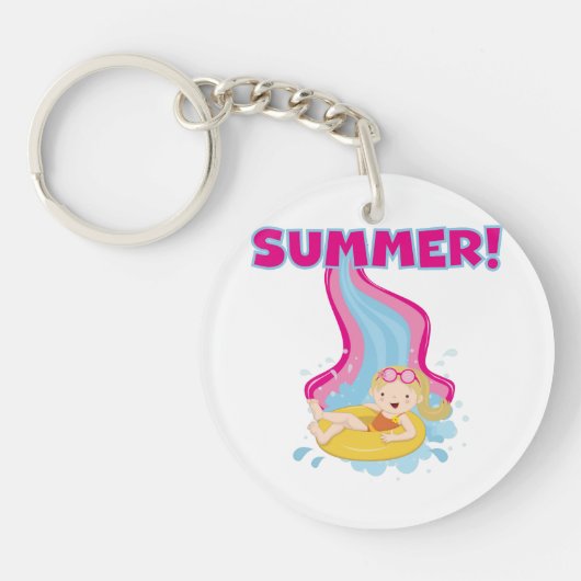 De blonde Zomer van het Meisje Sleutelhanger (Voorkant)