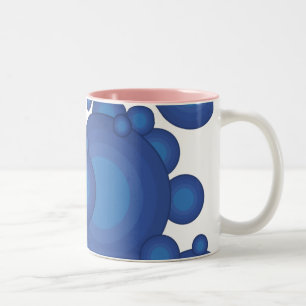 De Blue 70's jaar stijlcirkel Tweekleurige Koffiemok