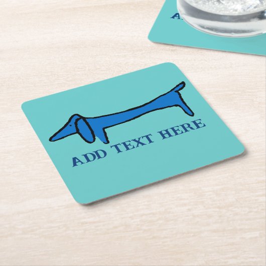 De Blue Dachshund Dog, add text, Onderzetter (Schuin)