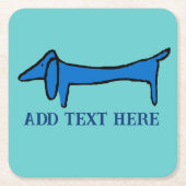 De Blue Dachshund Dog, add text, Onderzetter (Voorkant)
