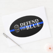 DE BLUE SUPPORT POLITIEK BUMPERSTICKER VERDEDIGEN OVALE STICKER (Envelop)