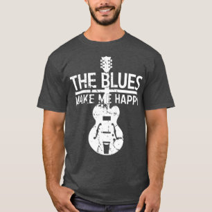 De Blues maken me blij met de grappige muziekrockb T-shirt