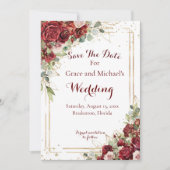 De Blushing Bride Red Rose Bruiloft Save The Date (Voorkant)