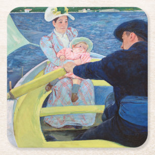 De Boating Party, Mary Cassatt Vierkante Kartonnen Onderzetter