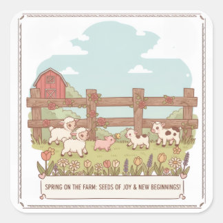 de boerderijdieren vierkante sticker