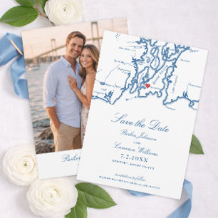 De Bohlin Save the Date met Foto Newport Harbor