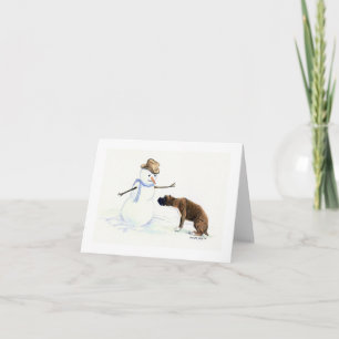 De "bokser de Kunst Notecard van de Hond ontmoet Feestdagen Kaart