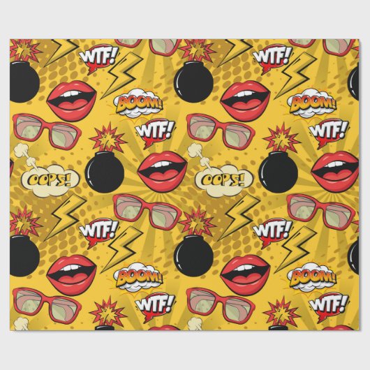 De Bomb Retro tilt Red/Gold ID553 Cadeaupapier (Vlak)