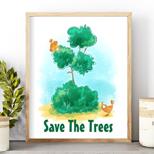 De bomen in de tuin beschermen het milieu poster