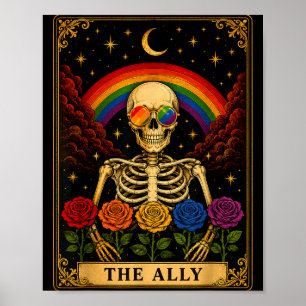 De bondgenoot tarotkaart skelet regenboog trots poster