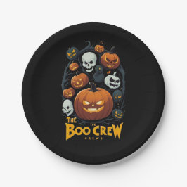 De Boo bemanning Halloween pompoen en schedel Papieren Bordje